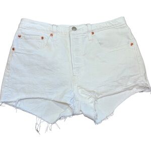 Levi’s 501 Women’s White Denim Shorts W30 Cut Off Distressed Fringe Casual Jean